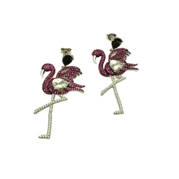 925 Ayar Gümüş Flamingo Küpe