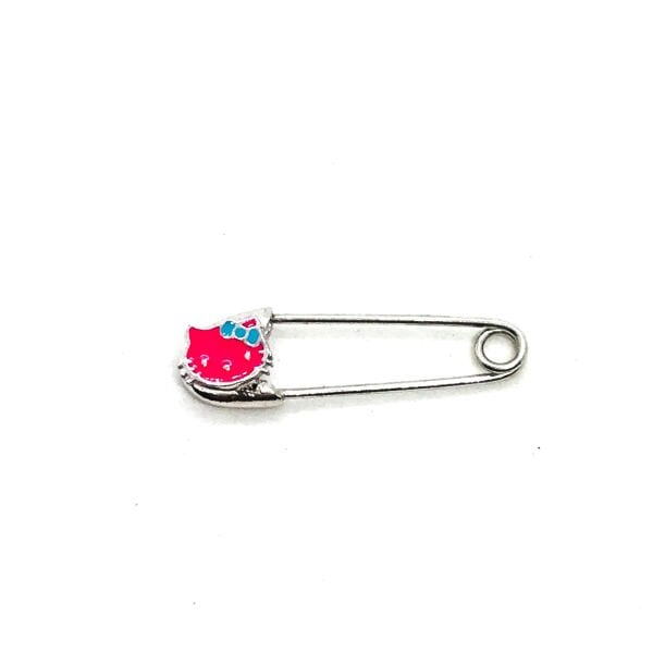 925 Ayar Gümüş Pembe Mineli Hello Kitty Figürlü Bebek İğnesi