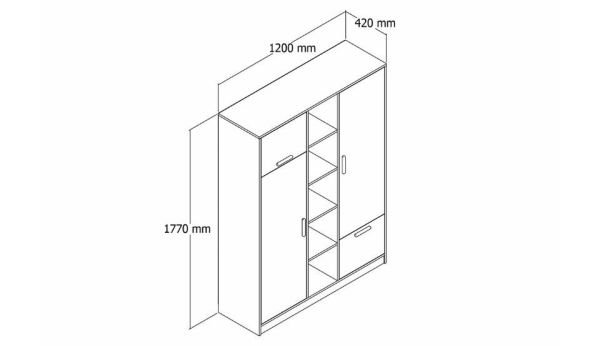 Farah 4 Kapaklı 5 Raflı Atlantik Çam Gardırop