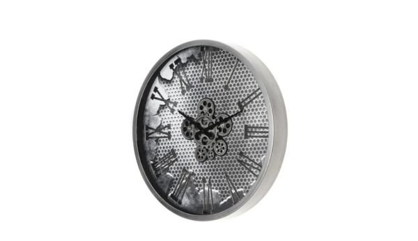 Çarklı Saat Çap 60 Gümüş Eskitme Duvar Saati