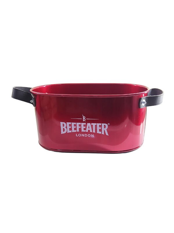 Beefeater Metal Deri Kulplu Kırmızı Buz Kovası