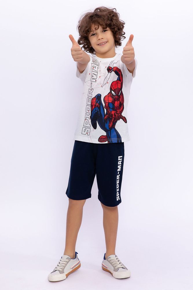 Spiderman Krem Erkek Çocuk Bermuda Takım D4673