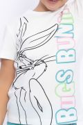 Bugs Bunny Lisanslı Krem Kız Çocuk Kapri Tayt Takım L1448