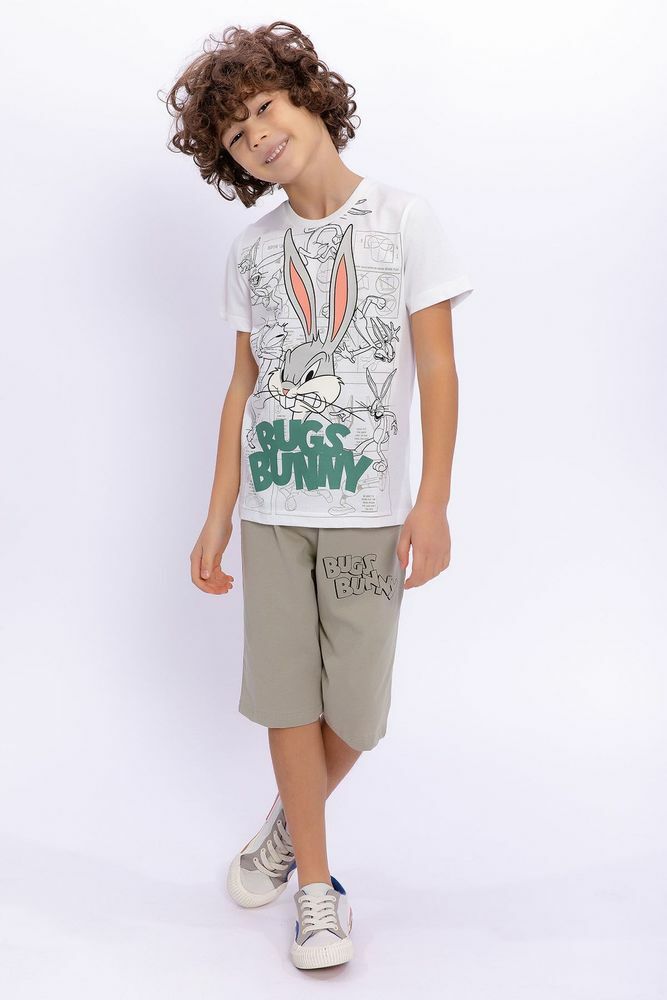 Minnie Mouse Bugs Bunny Lisanslı Krem Erkek Çocuk Kapri Takım   L1467