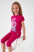 U.S. Polo Assn Dark Pink Fuşya Kız Çocuk Kapri Takım   US1402