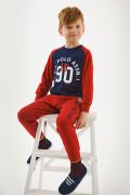 U.S. Polo Assn. Lisanslı Bordo Erkek Çocuk Uzun Kol Pijama Takım US1131
