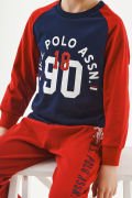 U.S. Polo Assn. Lisanslı Bordo Erkek Çocuk Uzun Kol Pijama Takım US1131
