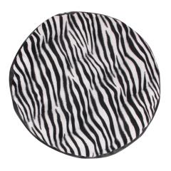 Zebra Desenli Deri Puf Siyah Wellsoft-İmperteks 40cm Çap:55