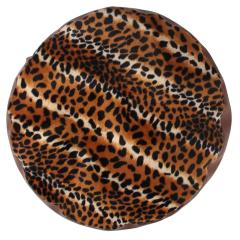 Leopar Desenli Deri Puf Kahve Wellsoft-imperteks 40cm Çap:55