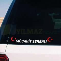 Kişiye Özel İsim Türk Bayrağı Oto Sticker Yapıştırma Etiket 2 Adet