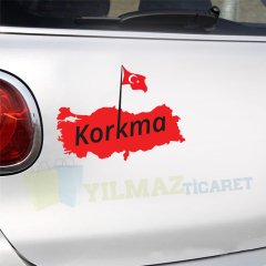 Türk Bayrağı Korkma Ön Arka Cam Bagaj Oto Sticker Etiket 1 Adet