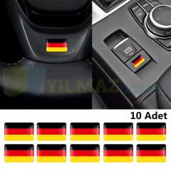 Audi Bmw Volkswagen Opel Mercedes Almanya Bayrak Direksiyon Jant Vites Torpido Damla Etiket Silikon Oto Sticker