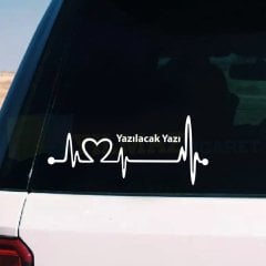Kişiye Özel Kalp Nabız Atışı Ritim Cam Oto Sticker Etiket 1 Çift Kaliteli Folyo