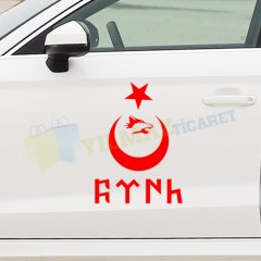 Göktürk Göktürkçe Türk Yazı Kurt Sticker Ay Yıldız Etiket