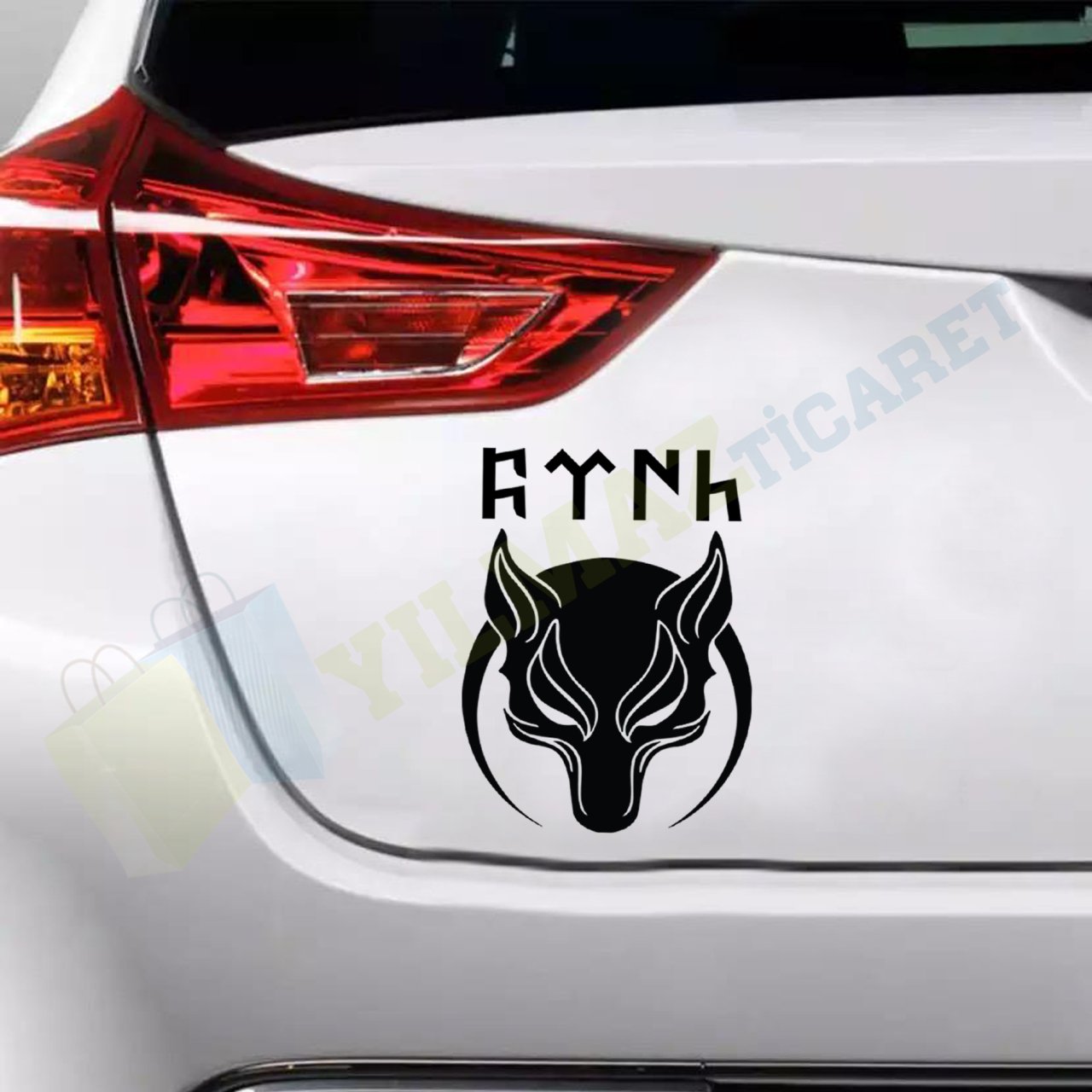 Börü Göktürk Yazı Oto Sticker Yapıştırma Etiket Kaliteli Folyo