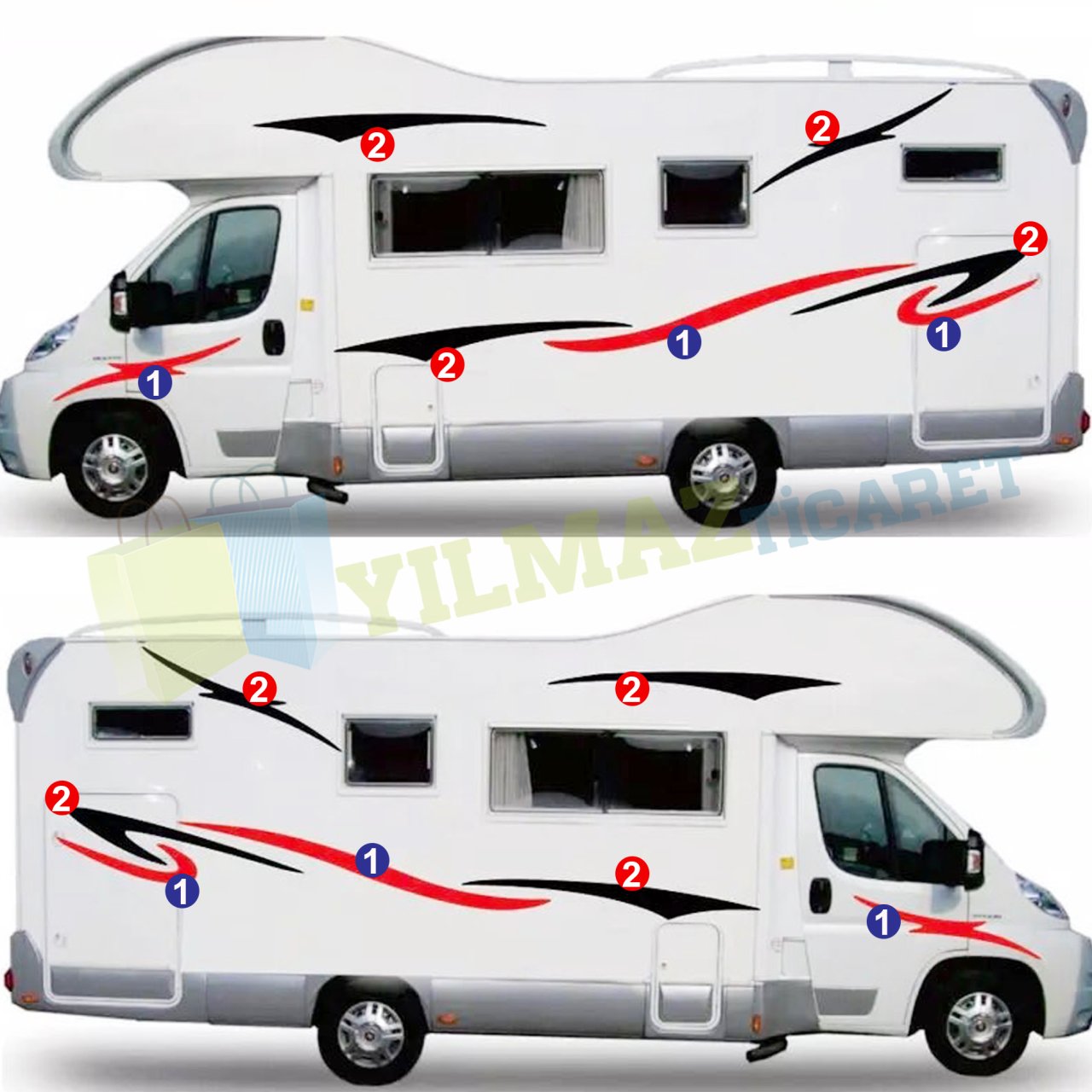 Karavan Çekme Desen Çizgi Oto Sticker Yapıştırma Modifiye Etiket