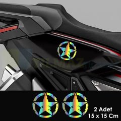 4x4 Off Road Askeri Yıldız Hologram Motosiklet Araba Oto Sticker Renkli Etiket 15 x 15 Cm 2 Adet