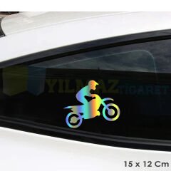 Biker On Board Motosiklet Var Hologram Oto Motosiklet Sticker Etiket Çıkartma Yapıştırma 15 x 12 Cm
