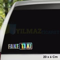 Fake Taxi Hologram Renkli Araba Oto Sticker Etiket Yapıştırma Renkli Çıkartma Aksesuar 20 x 6 Cm