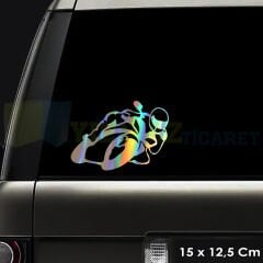 Yanlayan Motor Hologram Renkli Motosiklet Oto Sticker Çıkartma Araba Motor Etiket 15 x 12 Cm