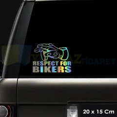 Respect For Bikers Motosiklet Saygı Araç Hologram Oto Sticker Etiket Yapıştırma Renkli 20 x 15 Cm