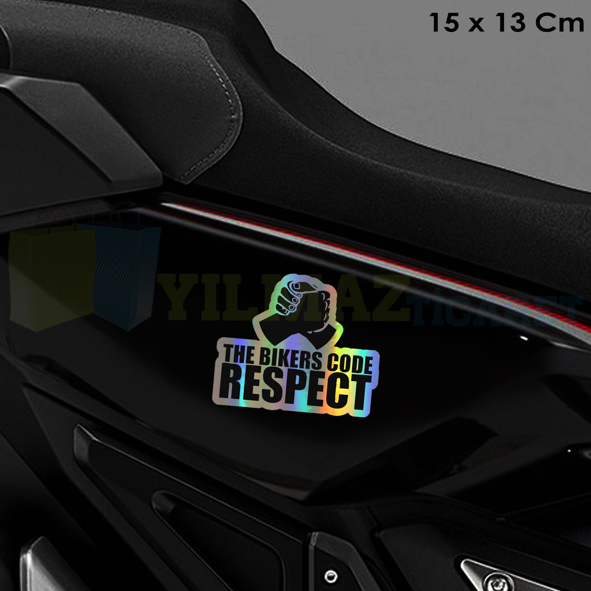 Motosiklet Saygı Hologram Motosiklet Sticker Oto Araba Etiket Renkli Yapıştırma Çıkartma 15 x 13 Cm