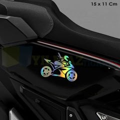 Motorcu Kız Girl Hologram Sticker Araba Etiket Yapıştırma Etiket Çıkartma Renkli 15 x 11 Cm