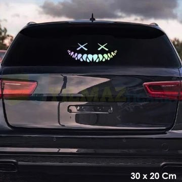 Araba Arka Cam Hologram Gülümseme Oto Sticker Etiket Çıkartma Yapıştırma 30 x 20 Cm