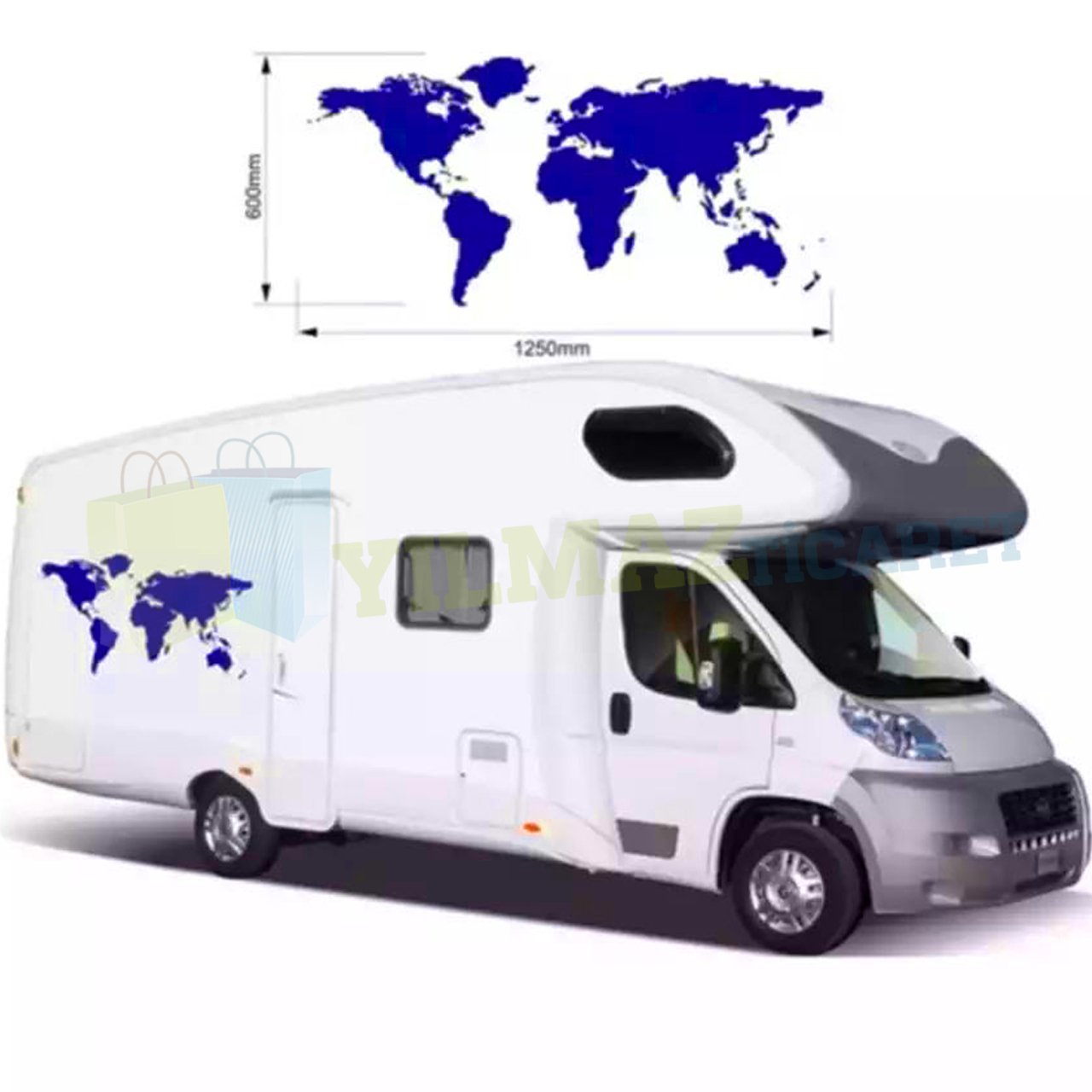 Karavan Çekme Dünya Haritası Oto Sticker Araba Araç Yapıştırma