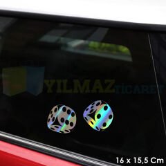 Zar Atma Araba Zar Hologram Oto Sticker Araba Etiket Çıkartma Renkli Aksesuar 16 x 15,5 Cm