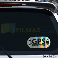 Gps Alarm Sistem Araba Hologram Oto Sticker Etiket Yapıştırma Renkli Aksesuar 20 x 10 Cm