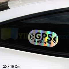 Gps Alarm Sistem Araba Hologram Oto Sticker Etiket Yapıştırma Renkli Aksesuar 20 x 10 Cm