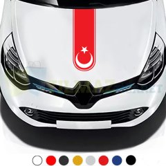 Türk Bayrağı Ay Yıldız Kaput Şerit Oto Sticker Yapıştırma Etiket Araç Çıkartma Araba