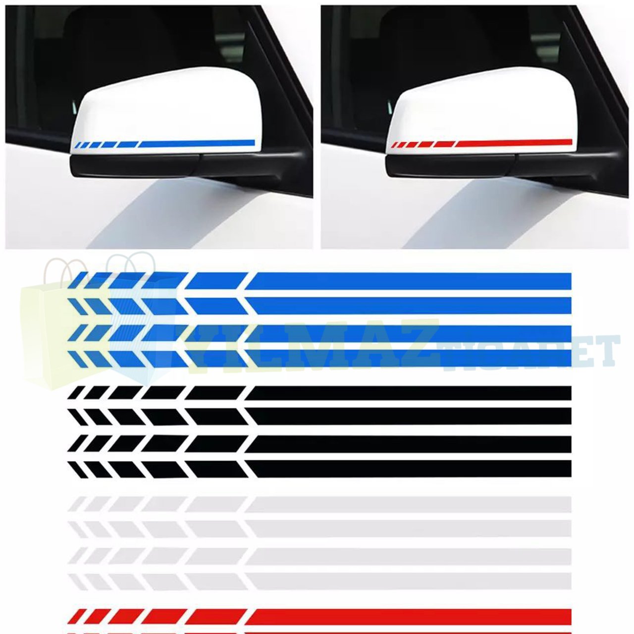Dikiz Yan Ayna Şerit Oto Sticker Yapıştırma Etiket Araç Çıkartma Araba 3 Çift