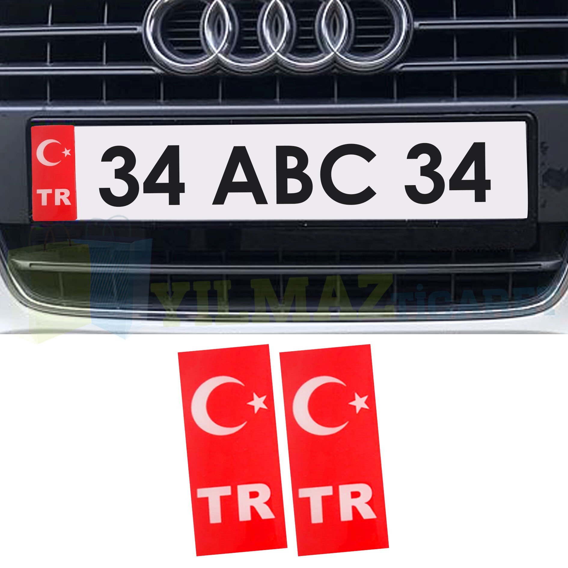 Tr Plaka Türk Bayrağı Damla Sticker Etiket Yapıştırma 1 Çift