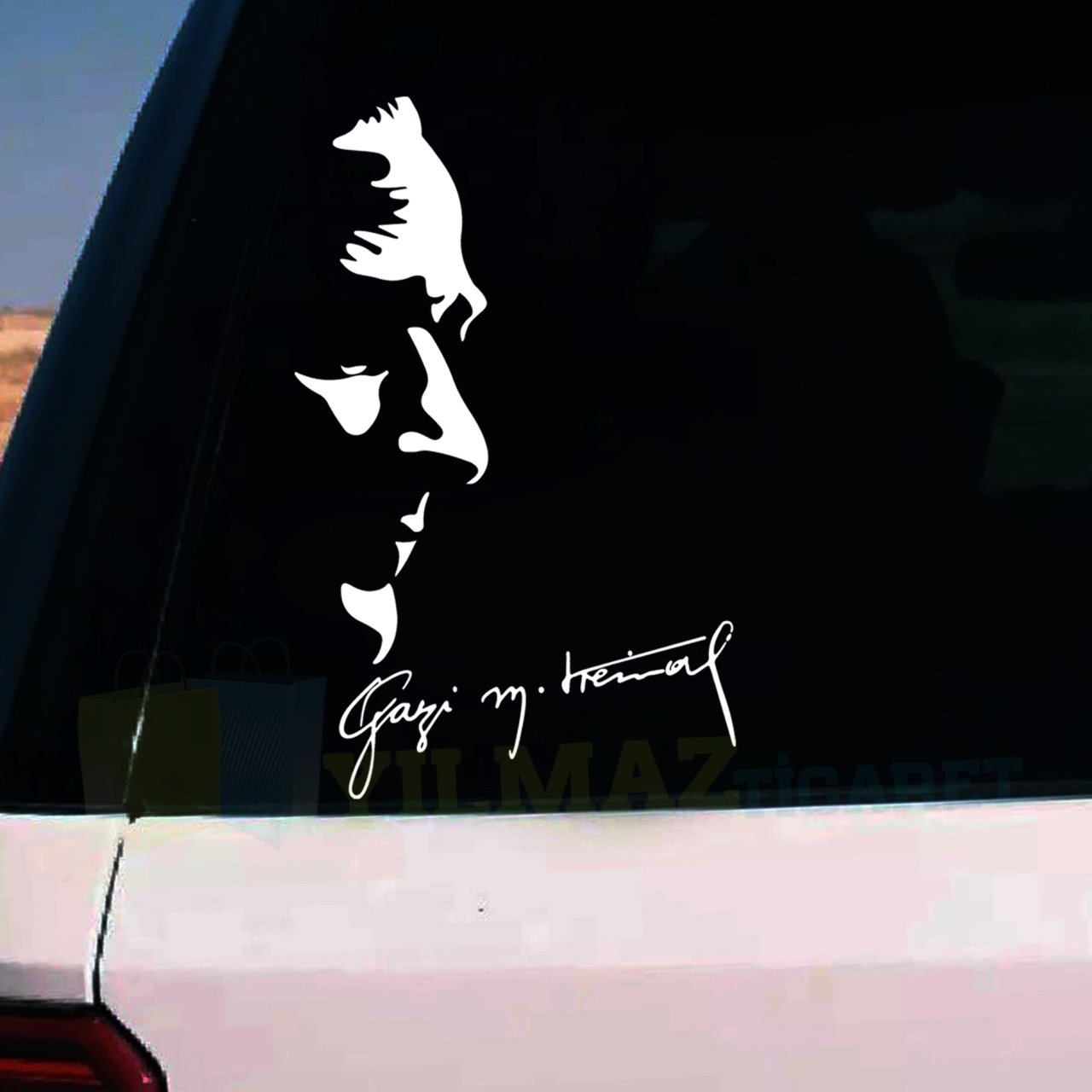 Gazi Mustafa Kemal Atatürk Silüeti İmza Araba Oto Sticker Yapıştırma Çıkartma Etiket