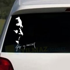 Gazi Mustafa Kemal Atatürk Silüeti İmza Araba Oto Sticker Yapıştırma Çıkartma Etiket