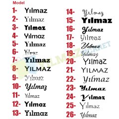 Kişiye Özel İsim Yazı Oto Sticker Motosiklet Araba Etiket 2 Adet