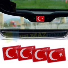 Türk Bayrağı Tr Plaka Ayna Torpido Damla Oto Sticker Etiket Yapıştırma 2 Adet Tüm Araçlara Uygun