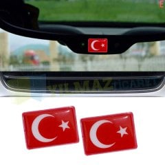 Türk Bayrağı Tr Plaka Ayna Torpido Damla Oto Sticker Etiket Yapıştırma 2 Adet Tüm Araçlara Uygun