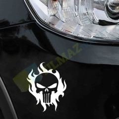 Alev Kuru Kafa Oto Motosiklet Sticker Tampon Yapıştırma 1 Adet