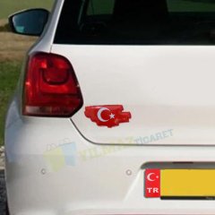 Türk Bayrağı Damla Oto Sticker Araba Yapıştırma Etiket 2 Adet