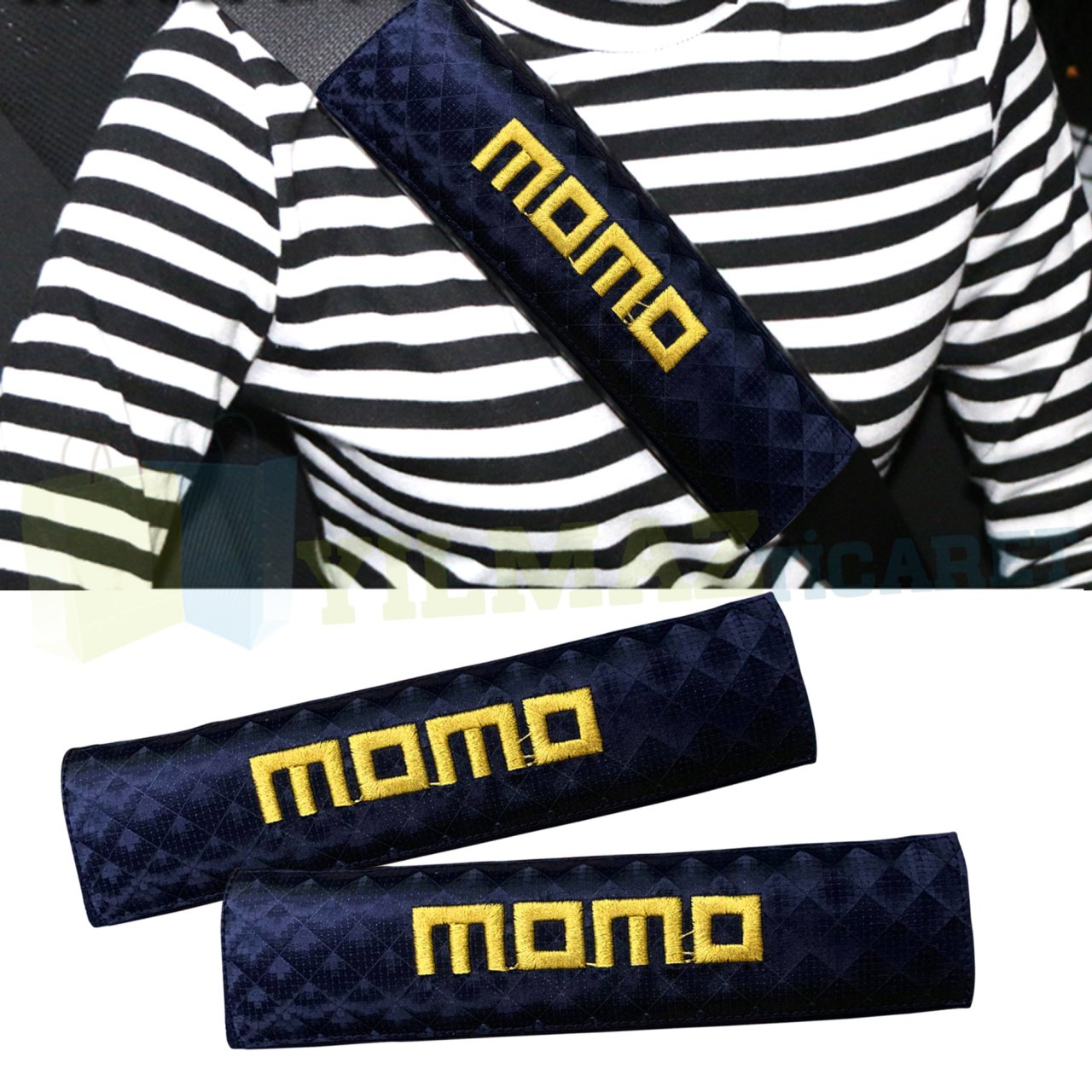 Momo Logo Nakışlı Emniyet Kemer Kılıfı Ped 2 Adet Yüksek Kalite