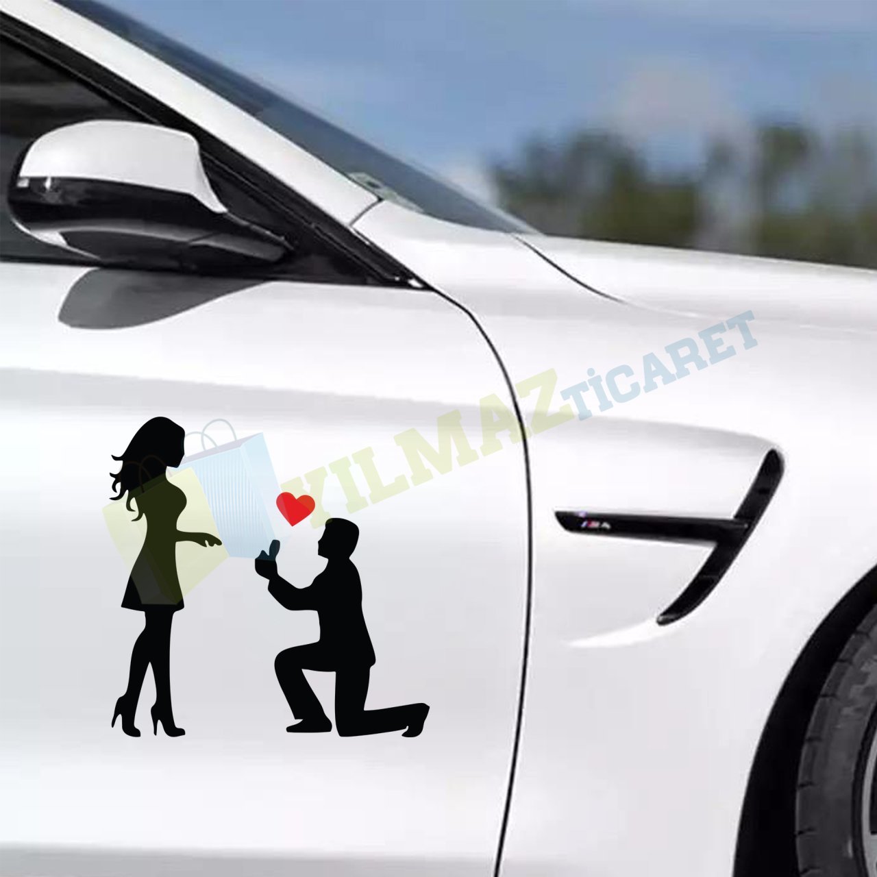 Diz Çöken Adam Aşk Evlilik Teklifi Sticker Yapıştırma Etiket