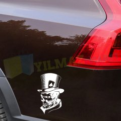 İskambil Kart Joker İskelet Kafatası Poker Oto Sticker Etiket