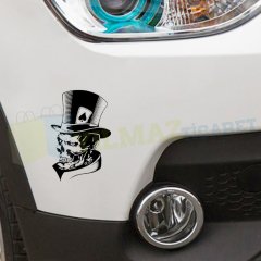 İskambil Kart Joker İskelet Kafatası Poker Oto Sticker Etiket