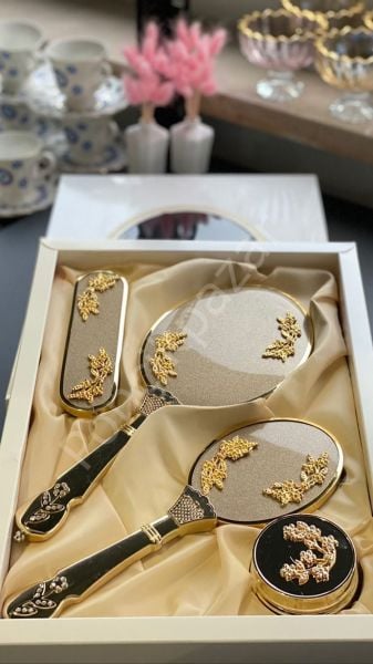 Ponçik Hürrem Ayna Seti - Gold Çiçek