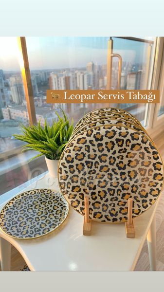 24 Parça- 6 Kişilik  Leopar  Model Çay - Pasta - Servis Seti