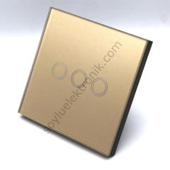 ALFA 3xTouch Gold Kristal Led Panel Üç Tuşlu Dokunmatik Duvar Işık Anahtarı Komütatör