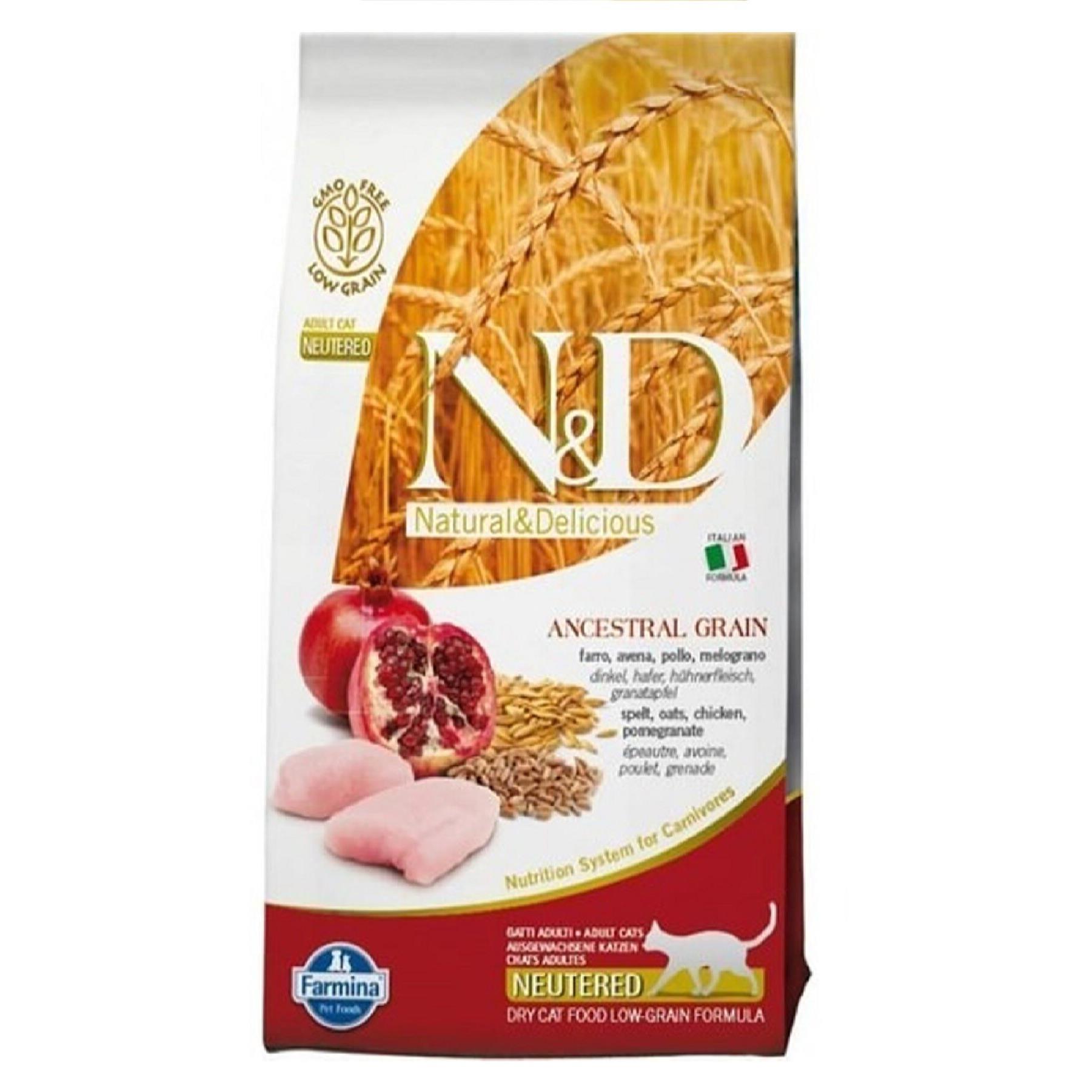 N&D TAVUKLU VE NARLI DÜŞÜK TAHILLI KISIRLAŞTIRILMIŞ KEDİ MAMASI 5 KG